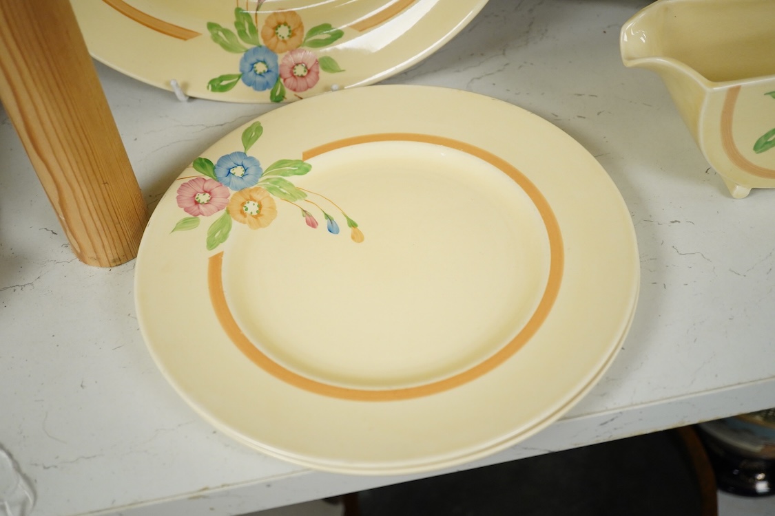 A Clarice Cliff style Newport pottery Biarritz shape part dinner service